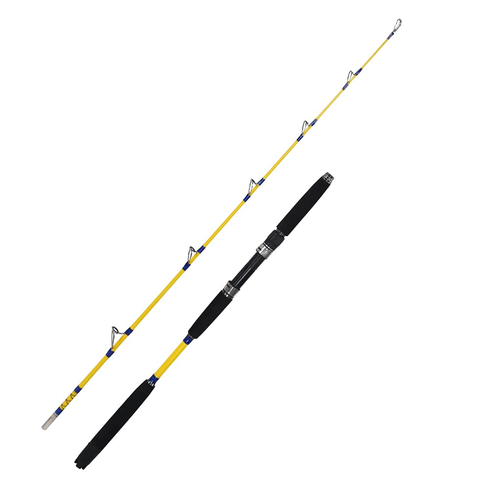 Slow Pitch Jigging Canne à pêche -Boat Rod Jig Rod, 2 Sections,25-55 kg,Traîne Jig Canne à pêche(Rouge/Jaune/Argent/Brun)