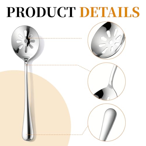 3 Pcs Stainless Steel Slotted Serving Spoons, 7.8 Inch Heat Resistant Non-Stick Basting Strainer Colander Spoons for Cooking Pasta Salad, Dishwasher Safe Metal Utensils for Kitchen Buffet Restaurant