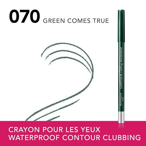 Bourjois Paris Contour Clubbing Crayon Yeux Waterproof, Texture Coulissante et Doux, Formule avec Huiles de Jojoba, n°70 Green Comes True, 1.2g