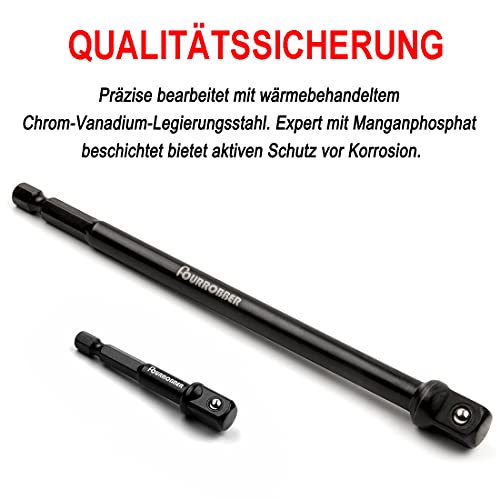 Fourrobber Impact Driver Socket Adapter Set with Magnetic Extension Bit Holder for 1/4 inch Hex Shank to Square Socket Turn Power Drill Into Nut Driver 8 Pieces - Image 2