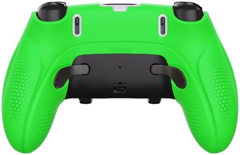 PlayVital Ergonomiczny Miękkie Gumowe Etui do ps5 Edge Controller,Antypoślizgowa Półpokrywa Silikonowa Ochraniacz z Nakładkami Joysticka do ps5 Edge-Zieleń(Ninja Edition)