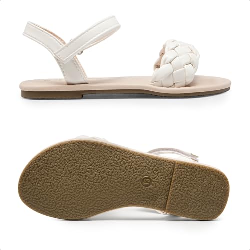 Image of DREAM PAIRS Girls Sandals Classic Open Toe Braided Flat Sandals Summer Dress Shoes