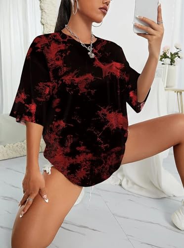 SOFIA'S CHOICE Women's Oversized T Shirts Round Neck Tie Dye Short Sleeve Shirts3