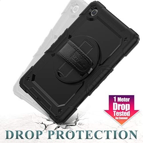 SEYMAC stock Case for Samsung Galaxy Tab A7 10.4 with Screen Protector [360 Rotating Stand]Hand Shoulder Strap Protective Case for Galaxy Tab A7 10.4'' 2022/2020 (SM-T503/T509/T500/T505/T507), Black