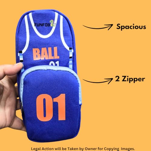 Image of Funfob Soccer Pencil Pouch for School College for Pen Pencil Football Pencil Box Travel or Cosmetic Case | Soccer Blue 01