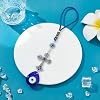 WEBEEDY Evil Eye Car Hanging Ornament Evil Eye Crystal Cross Charm Turkish Blue Evil Eye Protection Charm Rear View Mirror Hanging Accessories Evil Eye Protection Charm for Car Home Decors,24cm/9.45