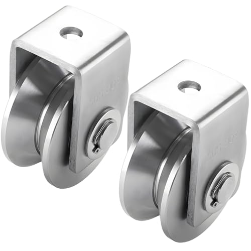 Polea de acero inoxidable resistente, 400 kg, diseño de doble rueda en V, perno fijo para accesorios de gimnasio y elevación, juego de 2 piezas