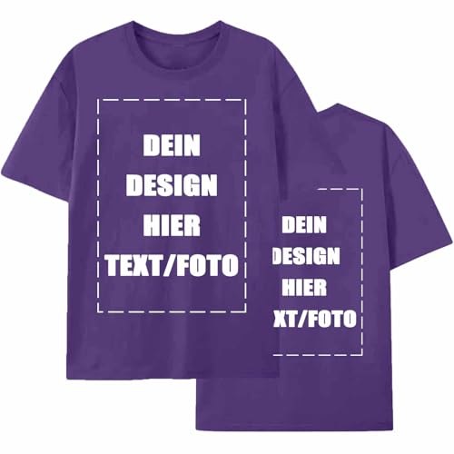 Generisch Personalisierte T-Shirt mit Ihrem Foto und Text Custom Tshirt für Herren Damen T Shirt Bedrucken Lassen Top Personalisiert Selbst Gestalten Lila XL Generisch Personalisierte T-Shirt mit Ihrem Foto und Text Custom Tshirt für Herren Damen T Shirt Bedrucken Lassen Top Personalisiert Selbst Gestalten Lila XL