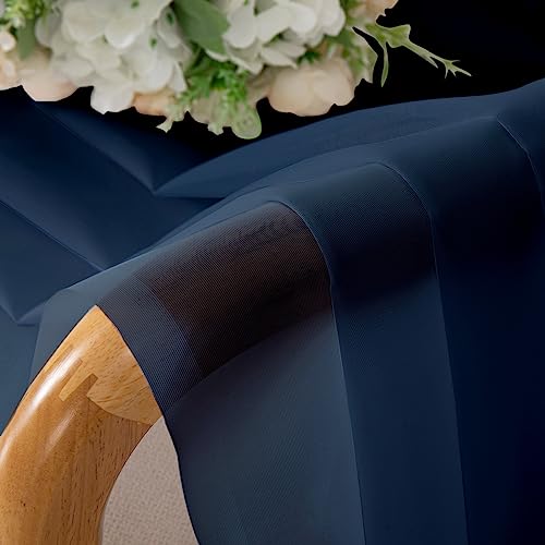 Aiyufeng Sheer Navy Blue Curtains 108 inch Length 2 Panels Set, Airy Soft-Touching Rod Pocket Voile Drapes for Living Room/Bedroom, Each 40W x 108L by Aiyufeng - Used condition - Image 7