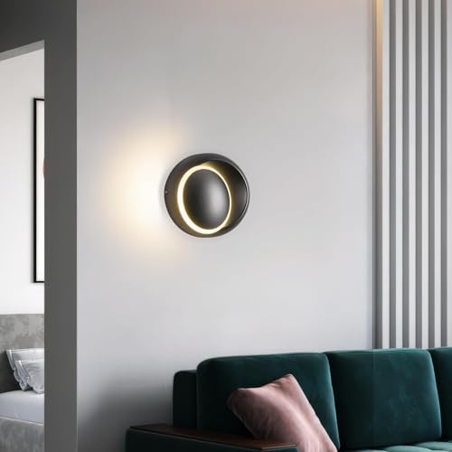 Image of 5.51in Small Wall Sconces Set of Two Rotatable Black Wall Sconce LED Modern Wall Light Fixtures Indoor Wall Lights for Living Room Bedroom Hallway Toy Room
