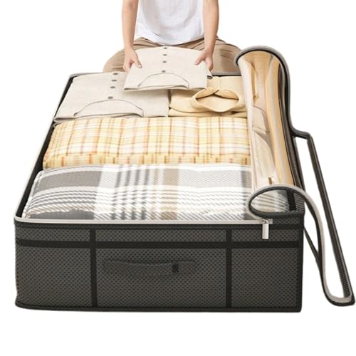 Boîtes de rangement sous le lit, 90 L, tiroirs de rangement de vêtements avec couvercle transparent, 90 x 50 x 18 cm, tissu robuste pour draps, couettes, couvertures, dortoirs, chambres et