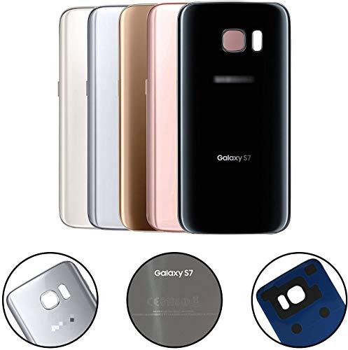 Cell4Less Compatible Back Glass Cover Back Battery Door W/Custom Removal Tool & Installed Adhesive Replacement For Samsung Galaxy S7 - All Models G930-2 Logo - Oem Replacement (Silver Titanium) #TOP3