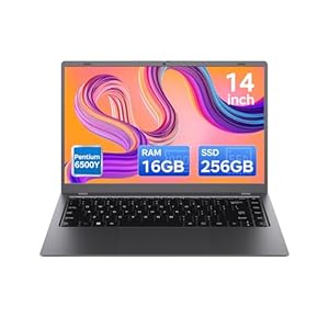 Computadora portátil de 14 pulgadas, procesador Pentium con 16 GB de RAM 256 GB SSD, portátiles livianos, USB 3.2, doble tipo C, HDMI, ranura para tarjeta TF, computadora portátil buena para