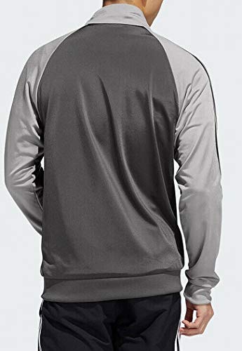 Adidas Essentials Men's 3-Stripes Track Jacket, Grey/Medium Grey Heather/Grey, Small #TOP1