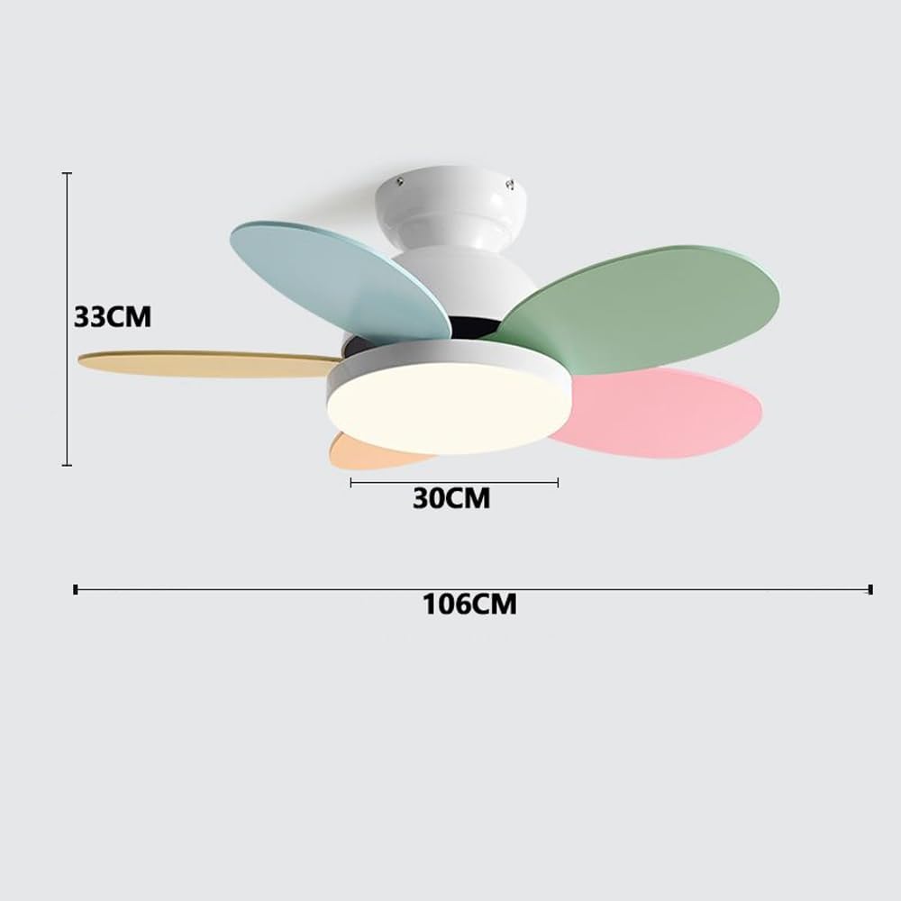 Ceiling Fans With Lights 6 Speeds Reversible Quiet Kids Ceiling Fans Remote Control Ceiling Fans Light Children's Room Colorful Ceiling Fan Low Profile Ceiling Fan Lighting For Kitchen Boy/Girl's Room