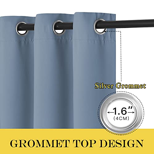 NICETOWN Bedroom Curtain Room Darkening Drapery 102 inches Length - Home Fashion Thermal Insulated Grommet Room Darkening Curtain for Living Room (Stone Blue, 1 Panel, 52 x 102 inches)