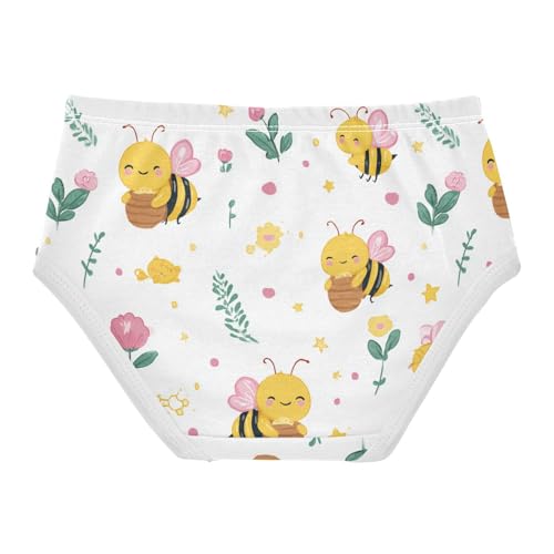Wusikd Cute Bees Honeycomb Girls' Underwear Cotton Girls Briefs Soft Toddler Underwear 2T2