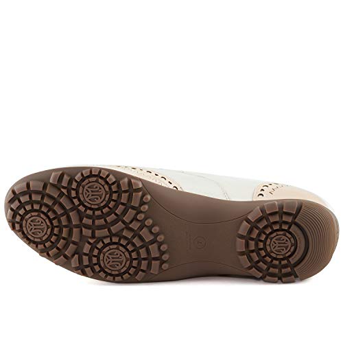 Womens Casual Comfortable Genuine Leather Lightweight Performance Spikeless Breathable Waterproof Cushion Support Laceup Golf Shoe Cream Glaze/Nude Patent 6 #TOP2