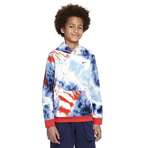 Nike Sportswear Club Big Kids' Tie-Dye Pullover Hoodie (As1, Alpha, X_L, Regular, Habanero Red) #TOP26