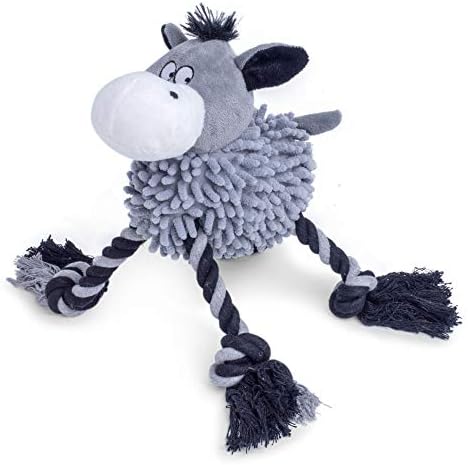 Petface Farmyard Buddies Dumpy Donkey Plush Dog Toy, Grey