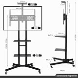 Yaheetech TV Stand on Wheels with Brakes for 32 to 65 Inch Screens/LCD/LED/Plasma VESA 100 x 100 mm to 600 x 400 mm Floor Trolley Adjustable Height - 4