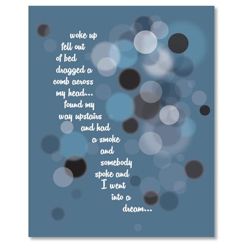Song Lyrics Art A Day in the Life - Classic Rock Music Abstract Geometric illustration - Lyric Print Poster (14" L x 11" W, Print - Unframed)