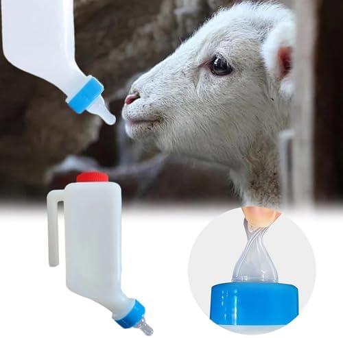 Lamb Feeding Bottle - 500/800ml Hanging Plastic Milk Feeder Bottle for Feeding Dogs, Cow, Sheep and Goat Lambing (2PC#1_800ml) — view 7