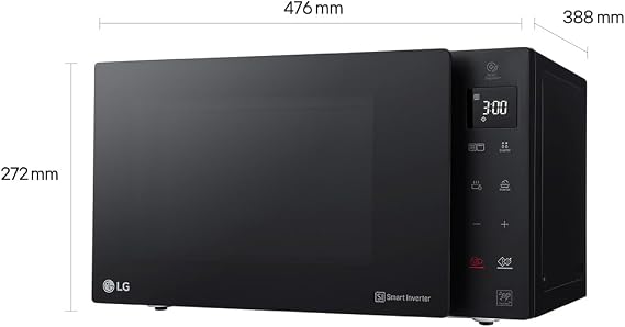 LG MH6535GDS Microwave with Grill (25 L 1000 W) with Smart Inverter Quartz Grill Infrared Heating EasyClean Black [Energy Class A+]