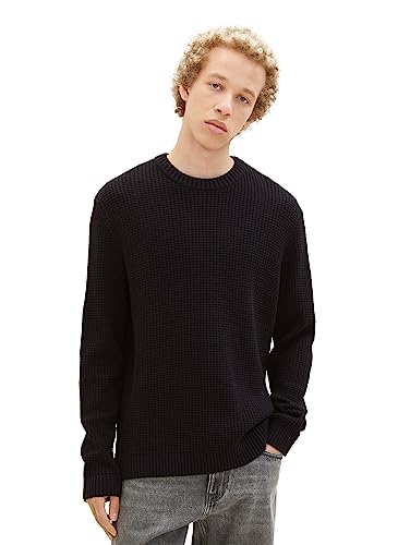 Pull tricot col rond homme Tom Tailor Denim en maille texturée automne hiver
