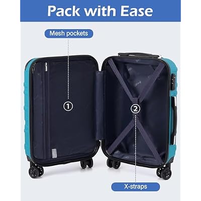 Coolife Hardside Carry-On Luggage with TSA Lock, Spinner Wheels, Telescopic Handle, Lightweight Suitcase (Grey, S(20in_carry on))