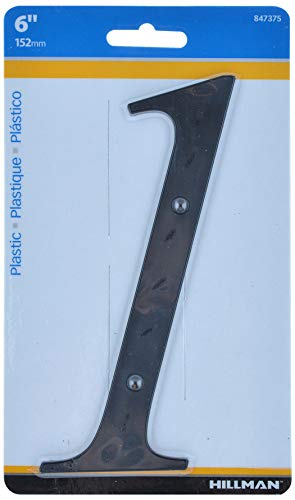 Hillman 847375, 6-Inch Black House Number 1, Nail Plastic #TOP6