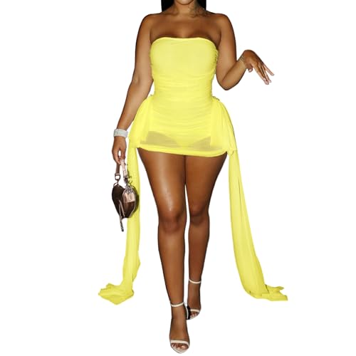 Robe en maille transparente Elainone à épaules dénudées avec maintien bustier