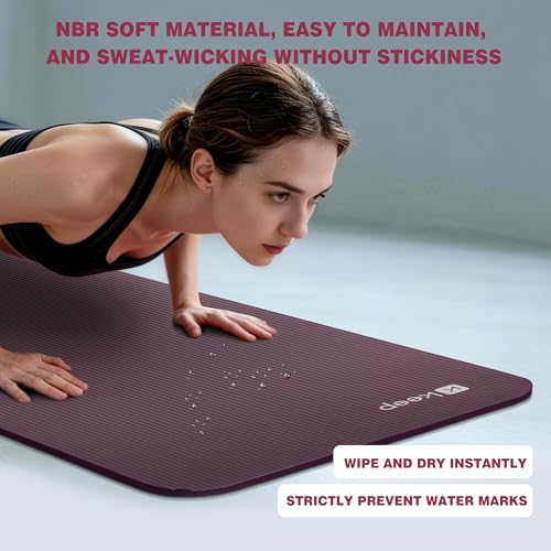 KEEP Extra Thick NBR Yoga Mat for Women & Men, 10mm Thick, 72”x24” Large Exercise Mat with Non-Slip Workout Mat for Yoga, Pilates, Stretching, Meditation – Wide & Cushioned Fitness Mat,purple by KEEP - Image 6