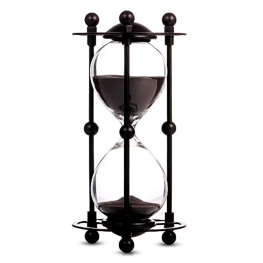 QIRLOEU Hourglass, 15 Minute Sand Timer, Vintage Metal Hour Glass for Home Office Desk Decor, Unique Sand Clock Gifts (Black)