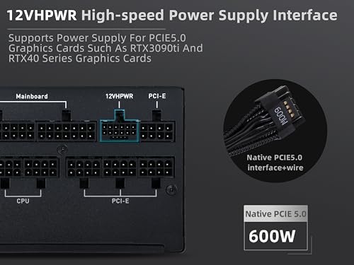 SAMA Black Diamond 750W 80plus Gold PC Power Supply 80Plus Gold Certified Full Modular with 14CM Silent Fan PCI-e 5.0 12VHPWR 10 Year Warranty
