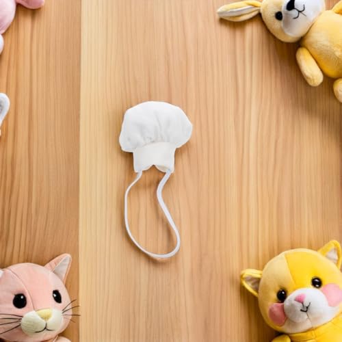 Artibetter 2 Stück Mini Kochmütze Für Puppen Plüschpuppenmütze Mit Gummiband – Kleine Küchenkochmütze Für 10–15 cm Große Stofftiere Miniatur Anziehaccessoire