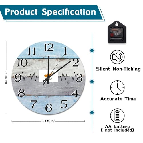 Horloge Chypre silencieuse de 38cm pour déco salon rustique