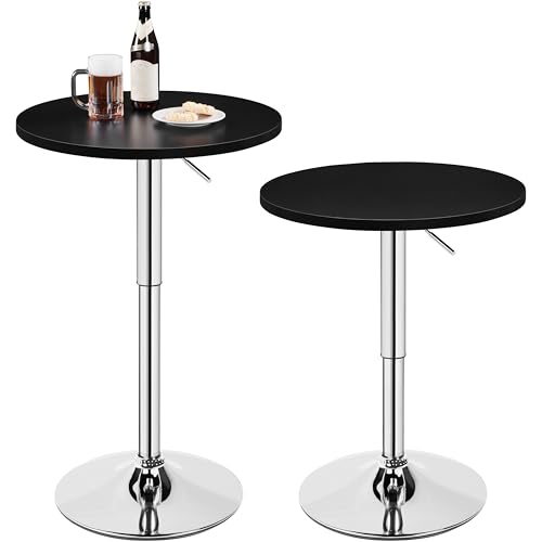 Topeakmart Modern Round Bar Table Adjustable Bistro Pub Counter Swivel Cafe Tables Set of 2