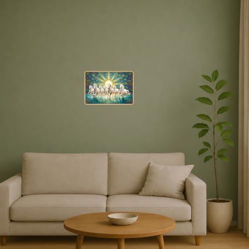 Image of 7 Running Horses Vastu Photo Frame, 8x12 Inch