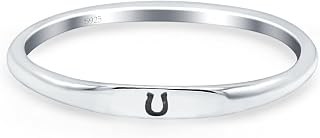 Lucky Horseshoe Ring Oxidized Band Solid 925 Sterling Silver Thumb Ring (2.2mm)