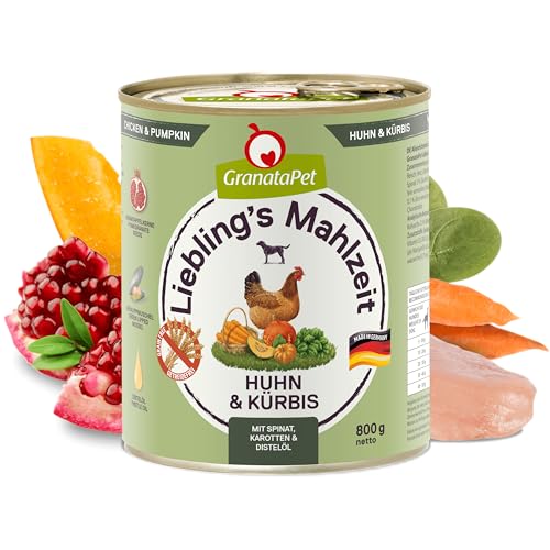 GranataPet Liebling's Mahlzeit Huhn & Kürbis, 6 x 800g, mit Kürbis, Spinat