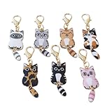MOZXIRZ 7 Pcs Women Girls Keychain Cute Cat Key Chain Small Bag Charm Metal Keychains Pendant Kawaii Mini Keychain (7Pcs Cat-1)