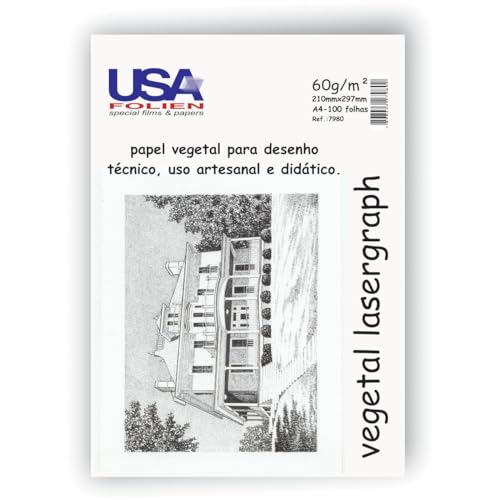 Papel Vegetal, Usa Folien, A4, 60G, 210X297Mm, Pacote com 100 Folhas