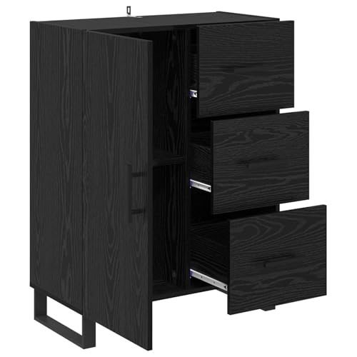 Armario de madera para salón y pasillo, aparador de roble negro moderno de 69,5 x 34 x 90 cm 6