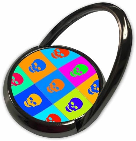 3dRose Pop Art Style Pattern with Colorful Skulls Phone Ring image 5