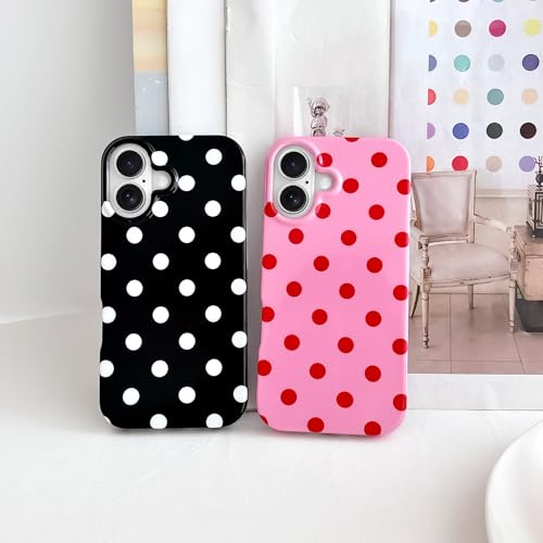 Skyseaco for iPhone 16 Case Cute Polka Dot Aesthetics Design Phone Case Soft Slim TPU Shockproof Phone Cover for Women Girls, Black by Skyseaco - Used condition - Image 6