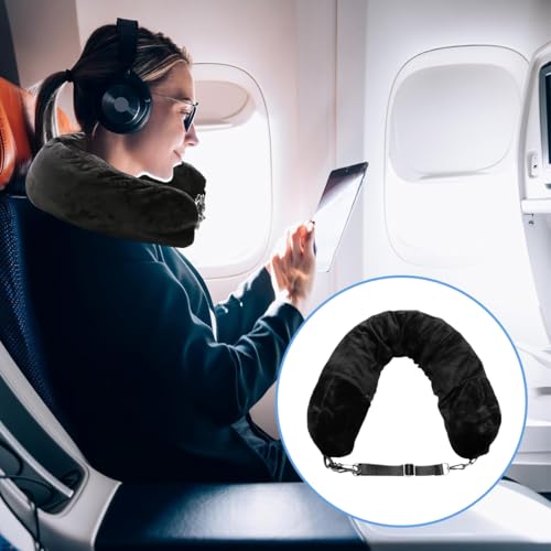 IKOPFLN Coussin de Voyage oreiller de voyage voyage avion Oreiller Cervical Memoire Forme, Peut Être Plié Arbitrairement Dormir sur Le Côté, Coussin Tour de Cou pour Avion, Voiture, Train（Noir） – vue 4