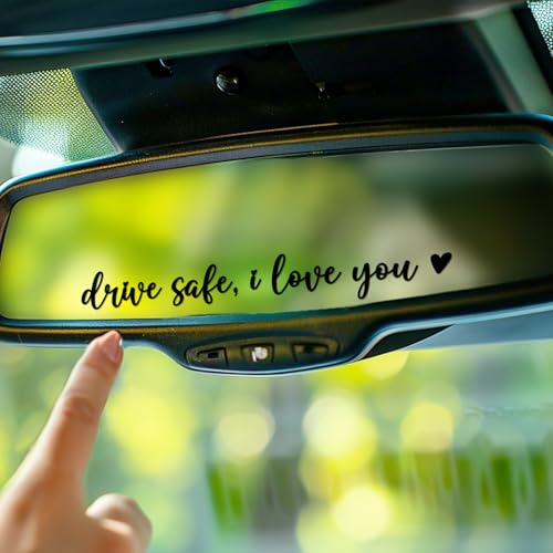 Image of 3X Black Drive Safe I Love You Sticker for Car Mirror - New Driver Gifts for Men, Women - Cars Accessories - I Love You Drive Safe Mirror Sticker - Car Window Decals