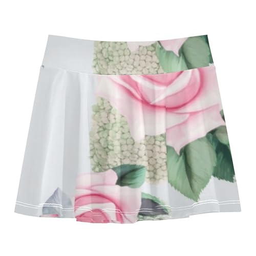 Athletic Shorts Girls Skorts Tennis Skirts Toddler Running Cheer Skirt Soft Pink Watercolor Roses 3t