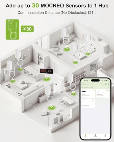 MOCREO Freezer & Fridge Thermometer, App Alerts, Flat Probe, Hub Required — view 2